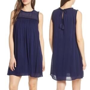 Tommy Bahama Crinkle Rayon Dress Navy Size Large Fully Lined